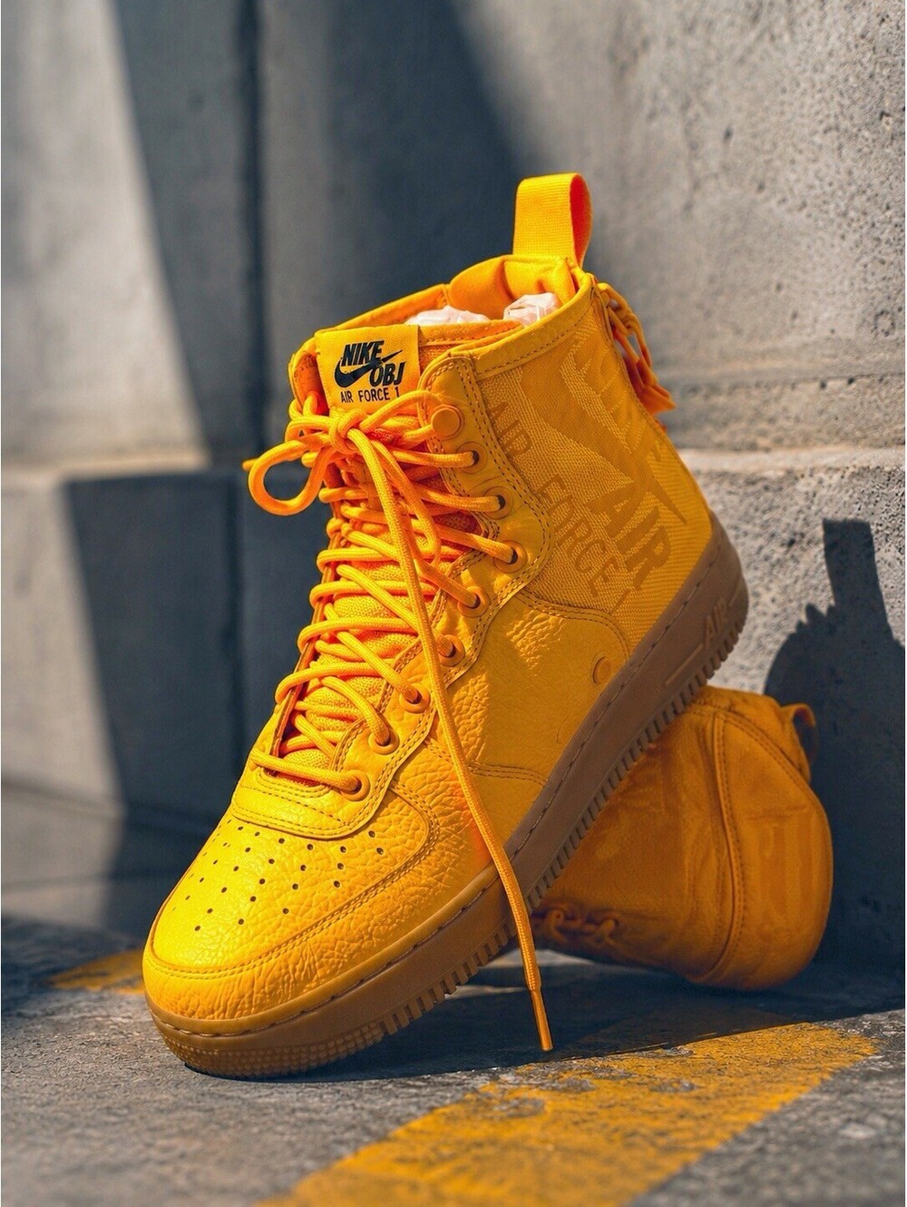 Nike SF Air Force 1 Mid OBJ Laser Orange Gum Men's Size 8 917753-801 Worn Once
